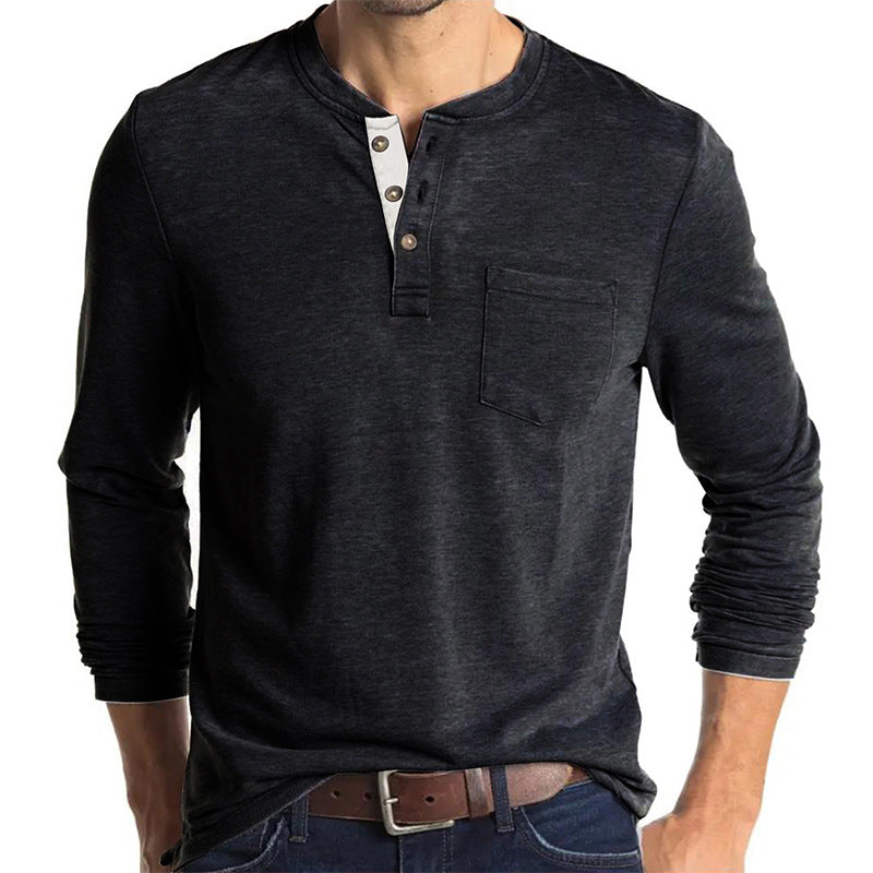 Herren Langarmshirt Modern Knopfdetails Elegant