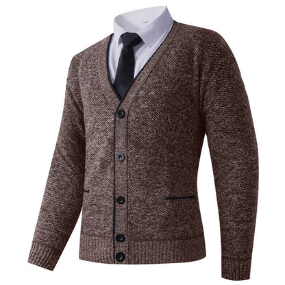 Herren Strickjacke V-Ausschnitt Klassisch Elegante Männerjacke