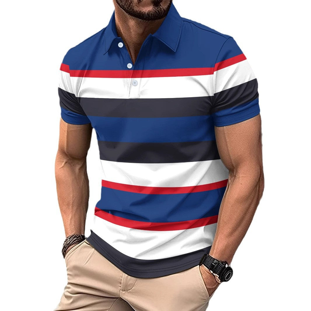 Herren Poloshirt Sportlich Streifenmuster Modern