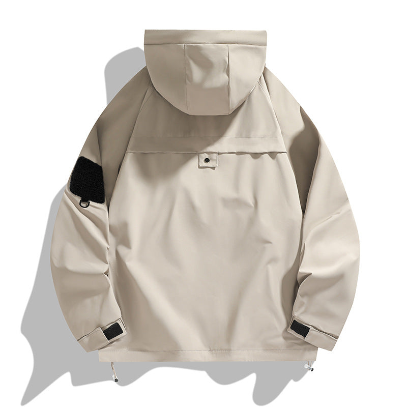 Herren Outdoor-Jacke Leicht Wasserdicht Mit Verstellbarem Kragen
