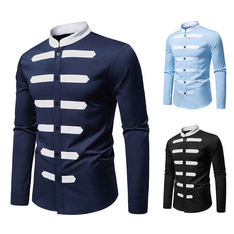Herren Langarmhemd Modern mit Kontraststreifen SlimFit