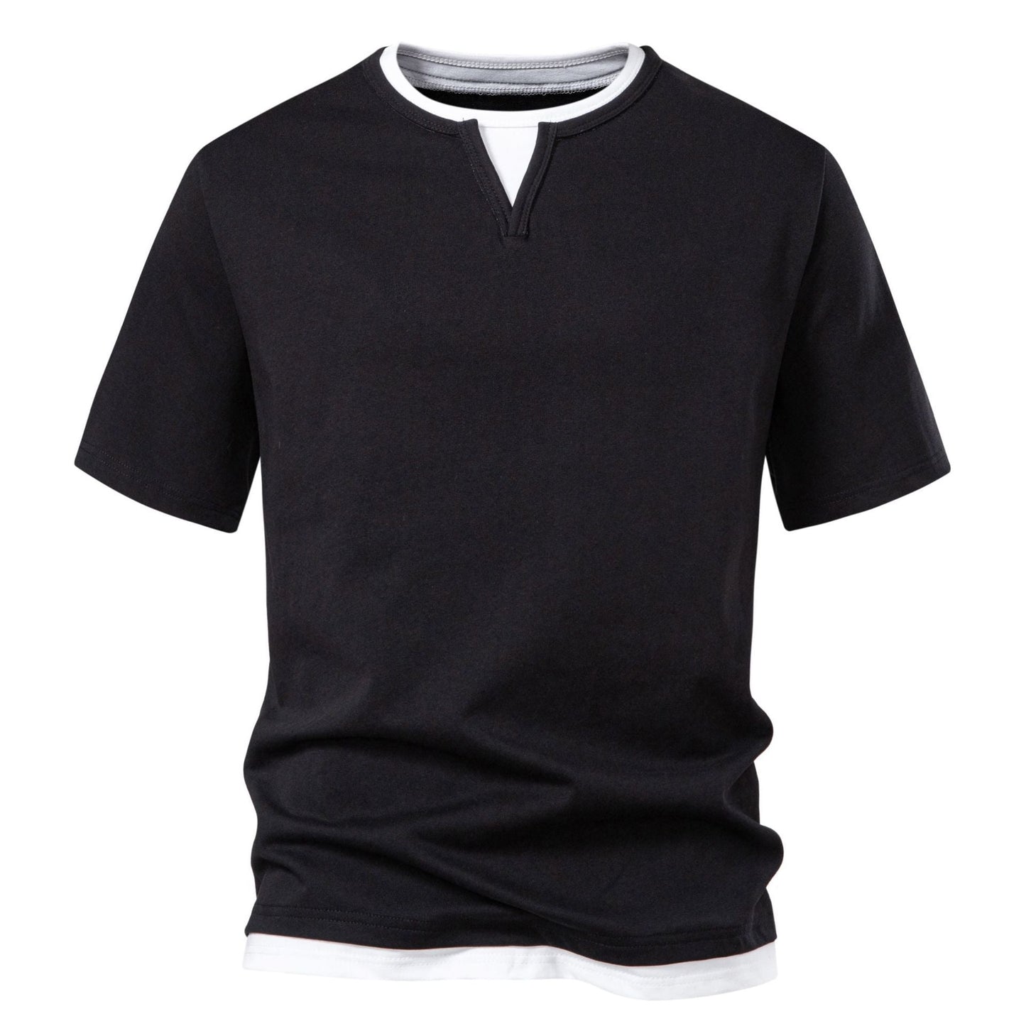 Herren Kurzarmshirt Modern Stehkragen Slim Fit