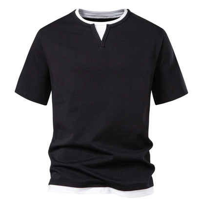 Herren Kurzarmshirt Modern Stehkragen Slim Fit
