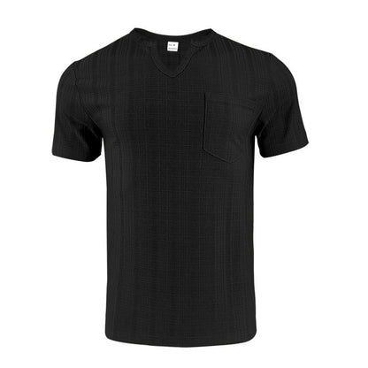 Herren Kurzarmshirt Strukturiert mit Brusttasche Modern