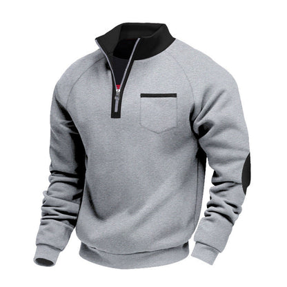 Herren Sweatshirt Stehkragen Taschen Modern Sportlich