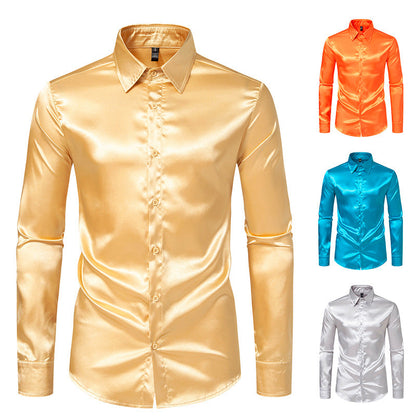 Elegantes Herren-Hemd Satin Glänzend Modern