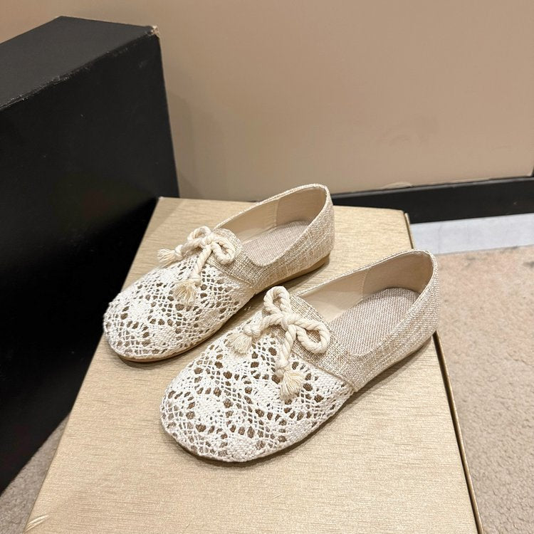 Damen Ballerinas Elegantes Design mit Häkelspitze