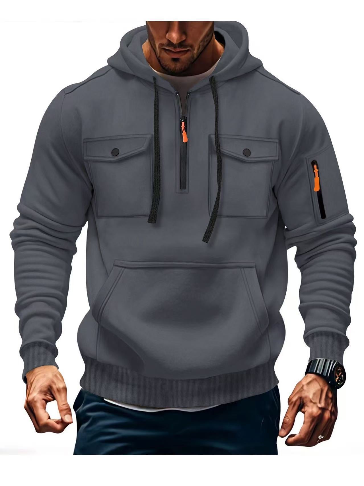 Herren Hoodie Funktionsjacke Mit Taschen Sportlich Modern