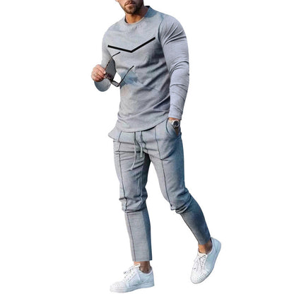 Herren Sportset Langarmshirt Atmungsaktiv Jogginghose Bequem