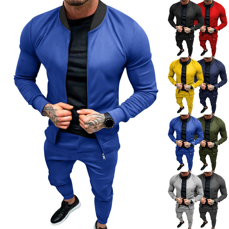 Herren Sportanzug Modern Stehkragen Reißverschlusstaschen