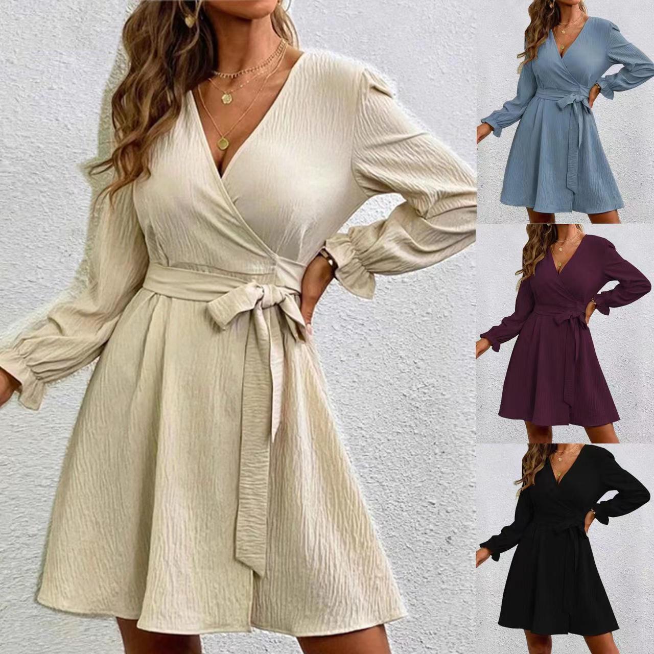 Damen Wickelkleid Voluminöse Ärmel Modern Heidi Chic