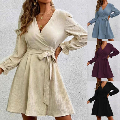 Damen Wickelkleid Voluminöse Ärmel Modern Heidi Chic