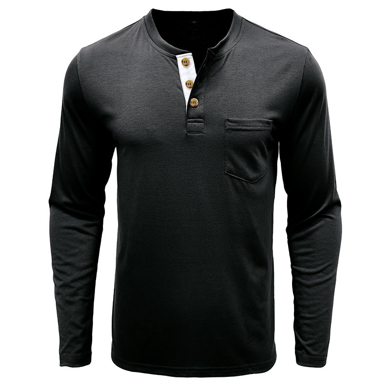 Herren Langarmshirt Mit Knöpfen Modern Sportlich