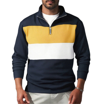 Herren Sportpulli Hoher Kragen Reißverschluss Funktionsshirt