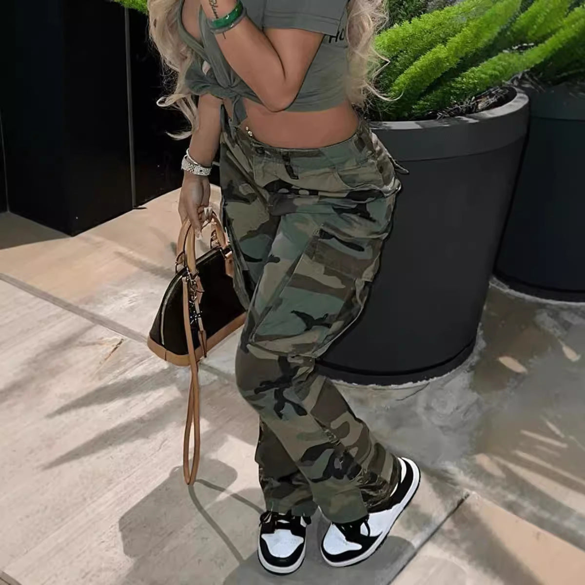 Cargohose Damen Camouflage Robust Mit Taschen