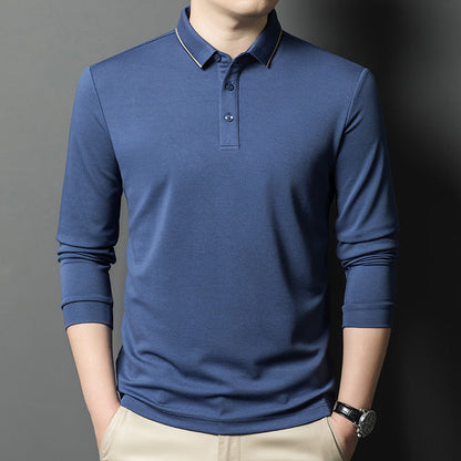 Herren Polohemd Langarm Elegantes Piqué-Hemd Modern