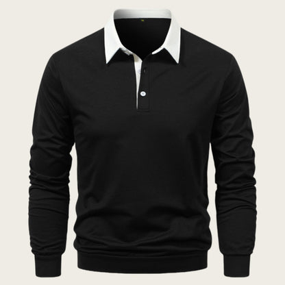 Herren Poloshirt Langarm Kontrastkragen Modern Style