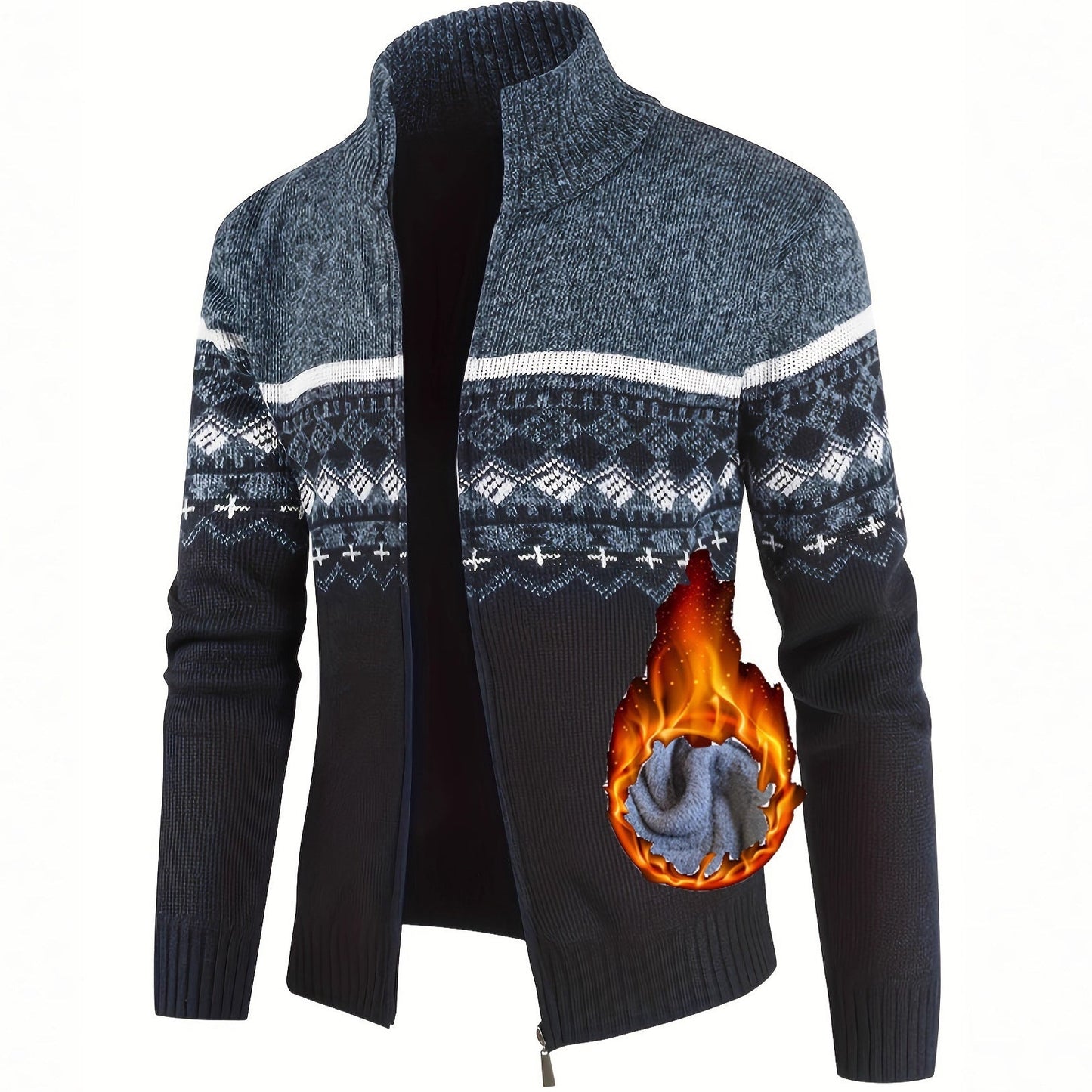 Herren Strickjacke Modern Geometrisch Kragen Hoch