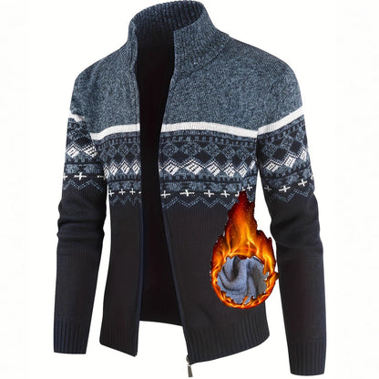 Herren Strickjacke Modern Geometrisch Kragen Hoch