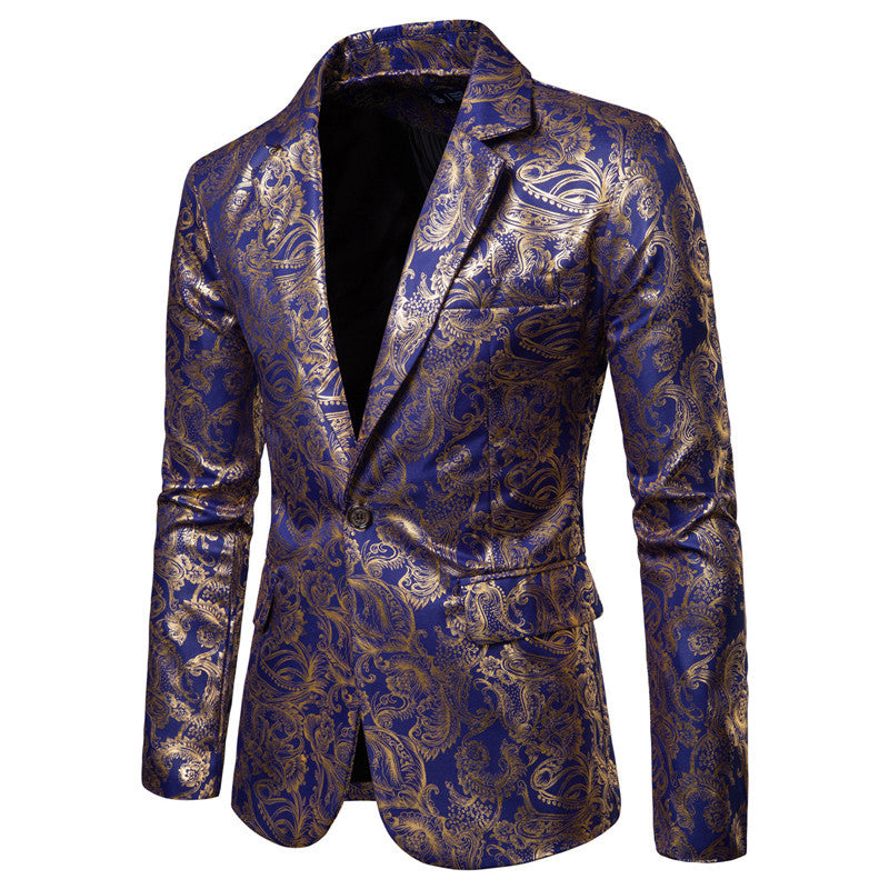 Herren Blazer Modern mit Pailletten Goldfarben Elegant