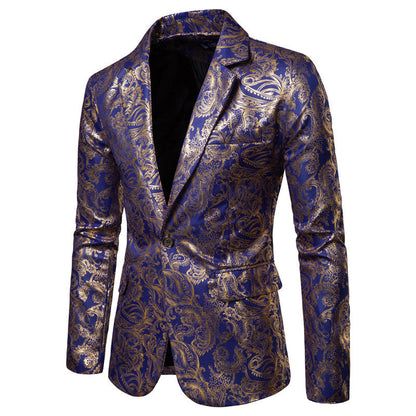 Herren Blazer Modern mit Pailletten Goldfarben Elegant