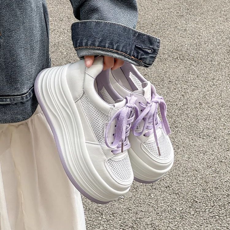 Damen Plateau Sneaker Atmungsaktiv Mesh Weich