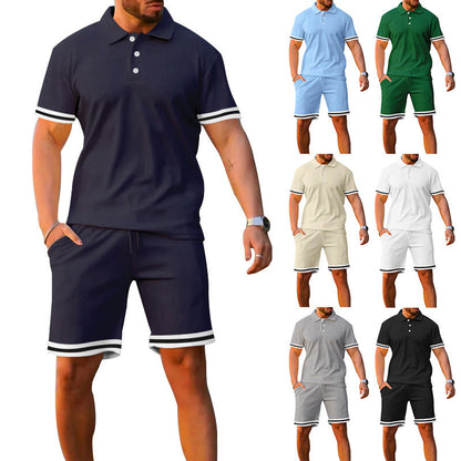 Herren Sportset Poloshirt Shorts Komplett Sportlich