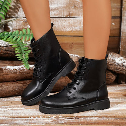Damen Stiefel Robust Schnürstiefel Winter Warm