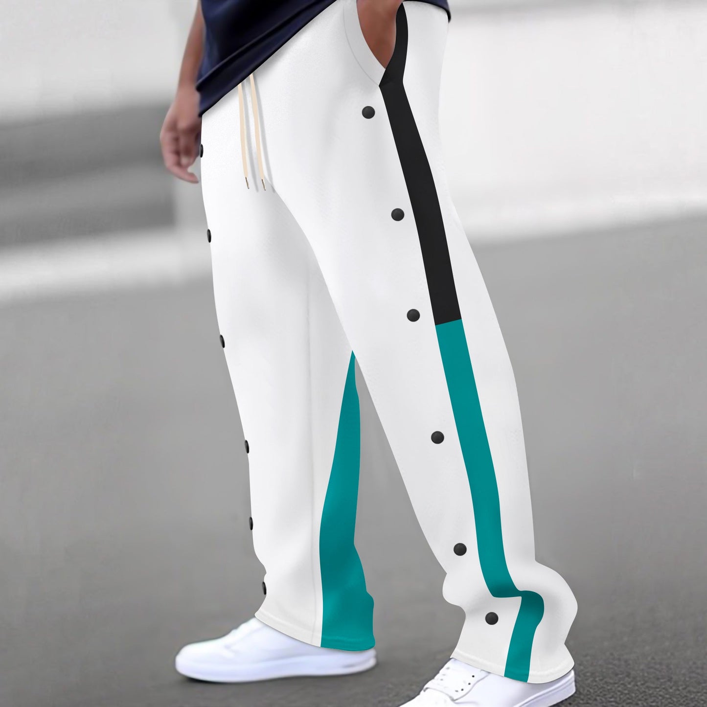Herren Sportlhose Mit Druckknöpfen Side Pockets