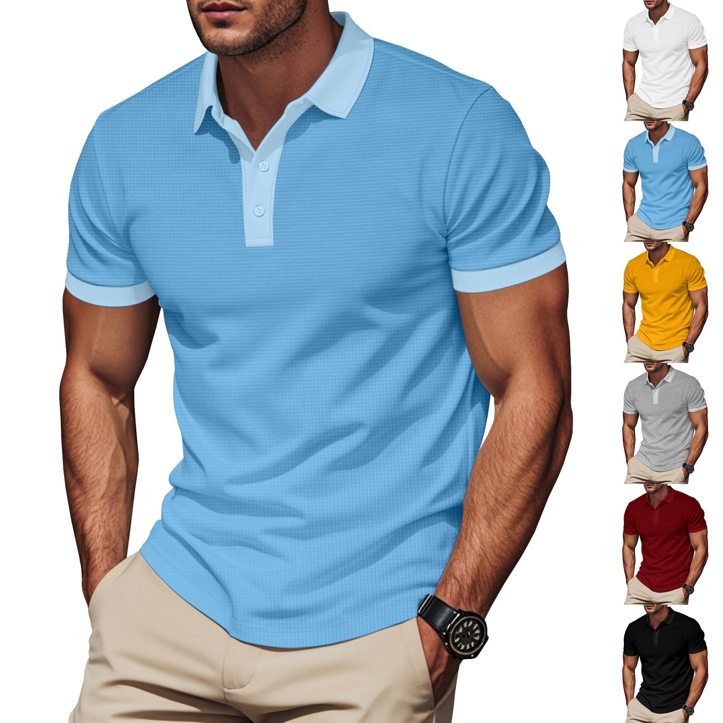 Herren Polohemd Strukturiert Elegantes Design - BerlinGlamour