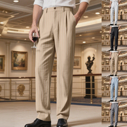 Herren Anzughose Slim Fit Streifen Komfort Bund