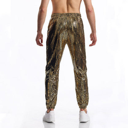Herren Glitzerhose Bunt Pailletten Jeanshose Party