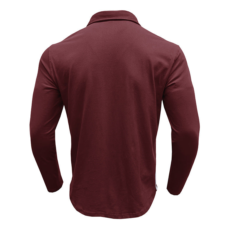 Herren Polohemd Langarm Modern mit Knöpfen und Brusttasche