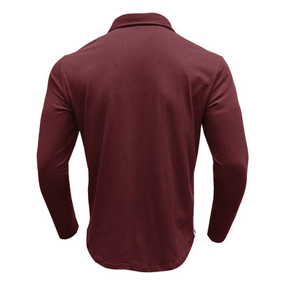 Herren Polohemd Langarm Modern mit Knöpfen und Brusttasche