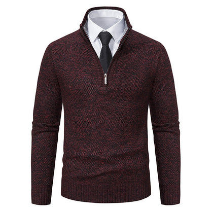 Herren Strickpullover Eleganter V-Ausschnitt Mit Reißverschluss