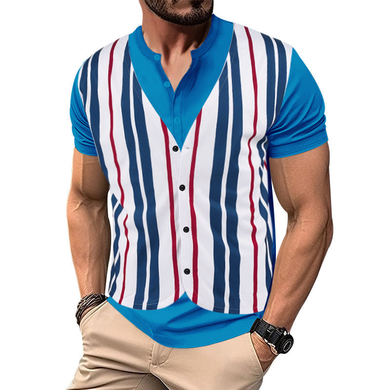 Herren Kurzarm-Shirt Modern Gestreift Trendig