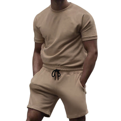 Herren Sportanzug Kurzarm Oberteil Bequeme Sports Shorts