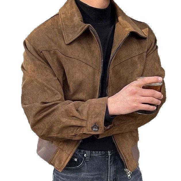 Herren Lederjacke Übergangsjacke Soft Schwarz Reißverschluss
