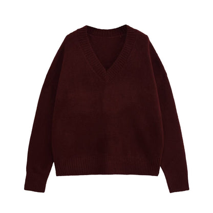 Damen Strickpullover V-Ausschnitt Glamour Style