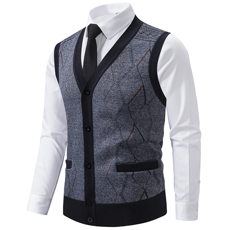 Herren Strickweste Modern mit Muster und Taschen - BerlinGlamour