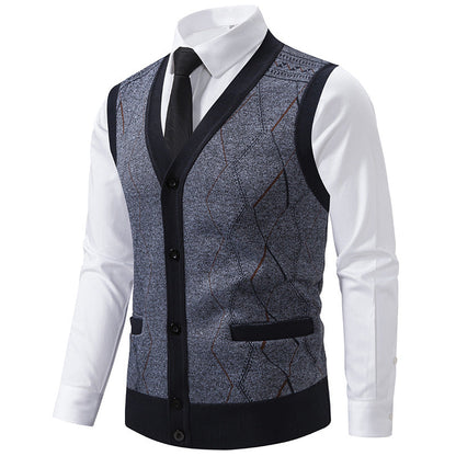 Herren Strickweste Modern mit Muster und Taschen - BerlinGlamour