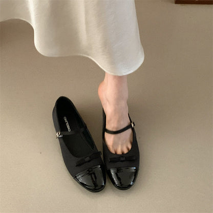 Damen Ballerinas Elegante Lederschuhe mit Schleife