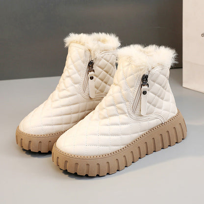 Damen Winterstiefel Kuschelig Warm mit Reißverschluss