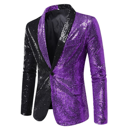 Herren Glitzerjacke Modern Schnitt Funkelnd