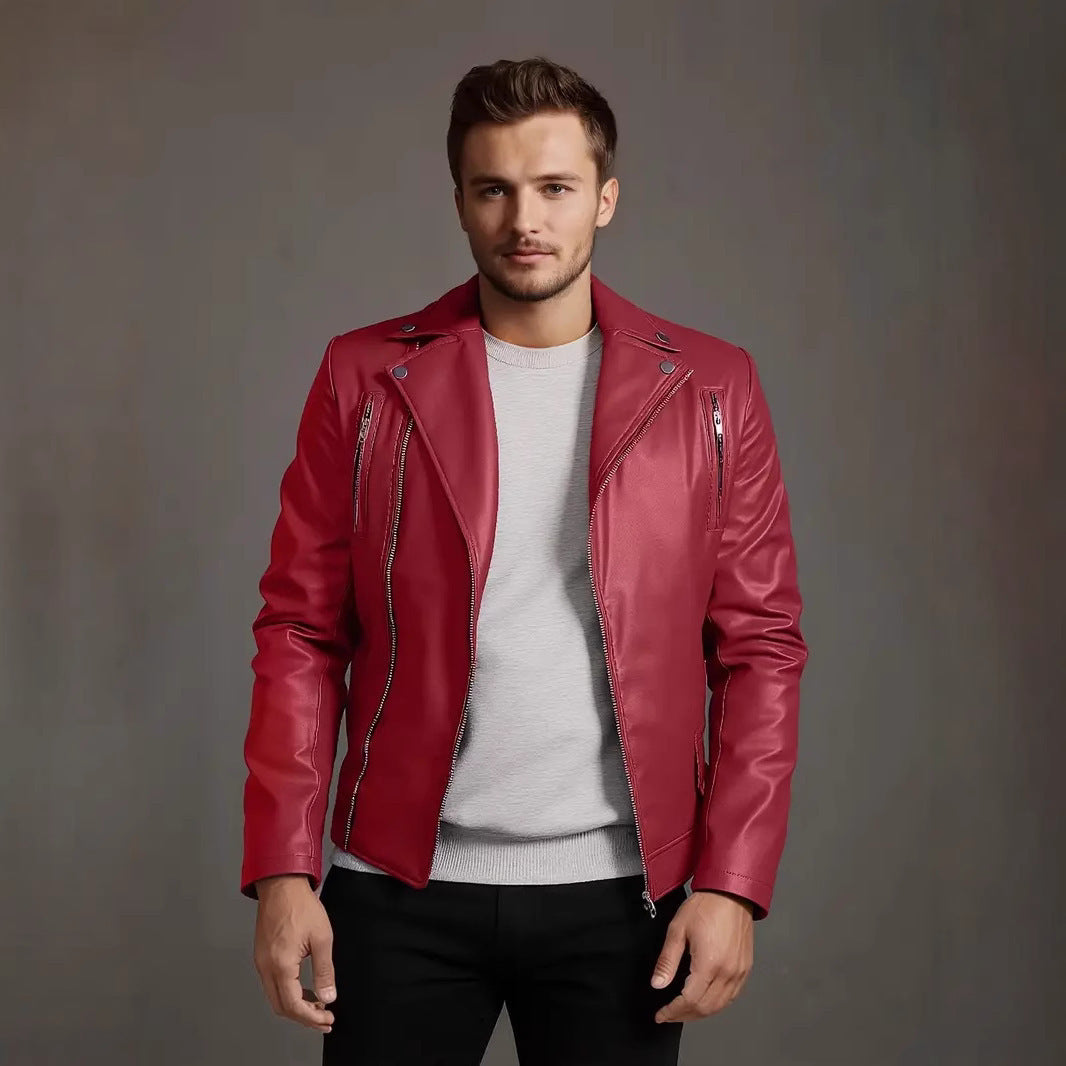 Leder Bikerjacke Herren Steppnaht Schwarz - BerlinGlamour