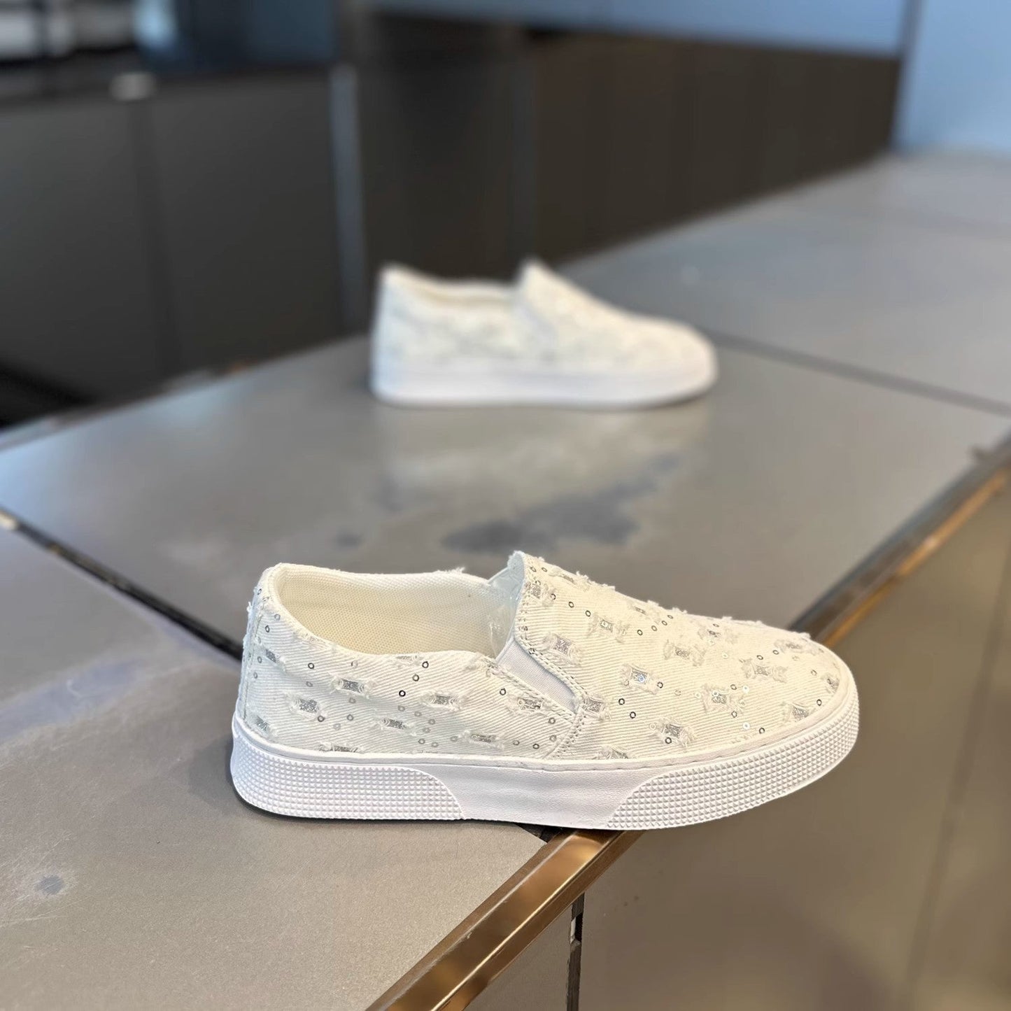 Damen Sneaker Komfortabel Glitzernde Schuhe Sportlich
