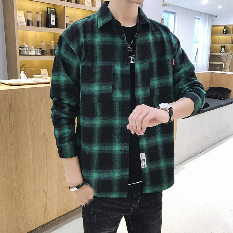 Herren Flanellhemd Kariert Praktisch Mit Brusttasche