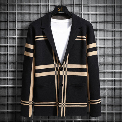 Herren Strickjacke Karo Modern Trendig Männer
