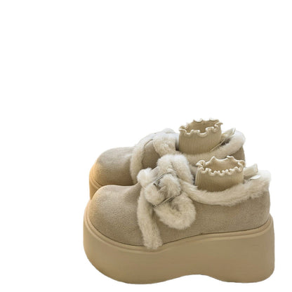 Damen Plattform-Schuhe Hoch mit Weichem Innenfutter und Schnallen-Design