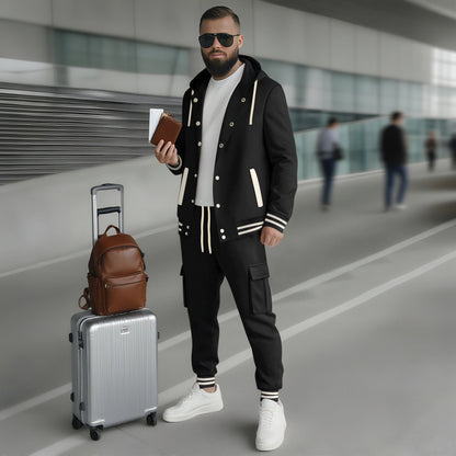 Herren Sportset Hoodie Jogginghose mit Taschen Passform